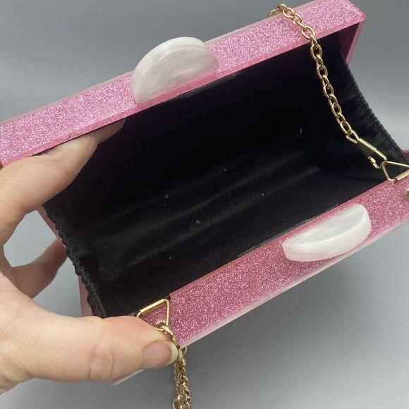 Bari Lynn Like / Love Acrylic Glitter Purse Crossbody Chain Clutch Magnetic - Picture 3 of 7
